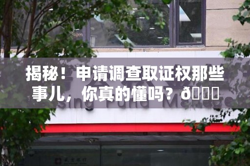 星子揭秘！申请调查取证权那些事儿，你真的懂吗？😎